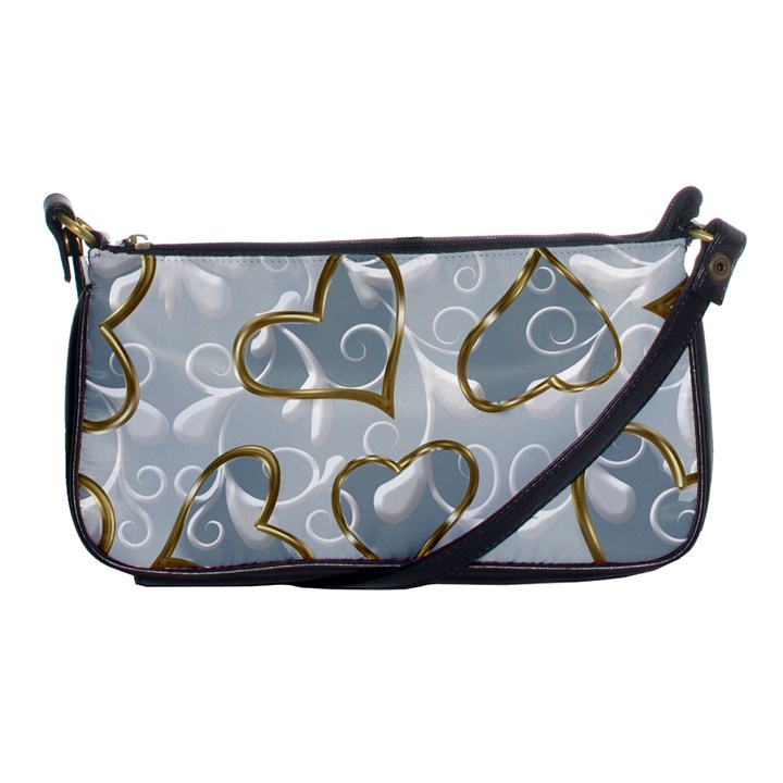   Gold hearts on a blue background Shoulder Clutch Bag