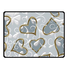   Gold Hearts On A Blue Background Fleece Blanket (small) by Galinka