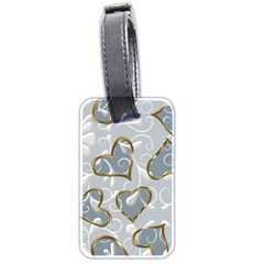   Gold Hearts On A Blue Background Luggage Tag (two Sides) by Galinka