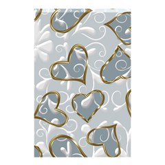   Gold Hearts On A Blue Background Shower Curtain 48  X 72  (small)  by Galinka