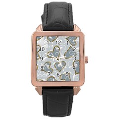   Gold Hearts On A Blue Background Rose Gold Leather Watch  by Galinka