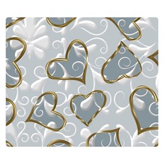   Gold Hearts On A Blue Background Double Sided Flano Blanket (small)  by Galinka