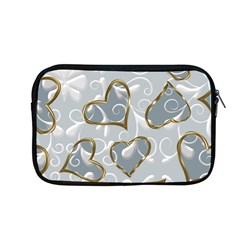   Gold Hearts On A Blue Background Apple Macbook Pro 13  Zipper Case