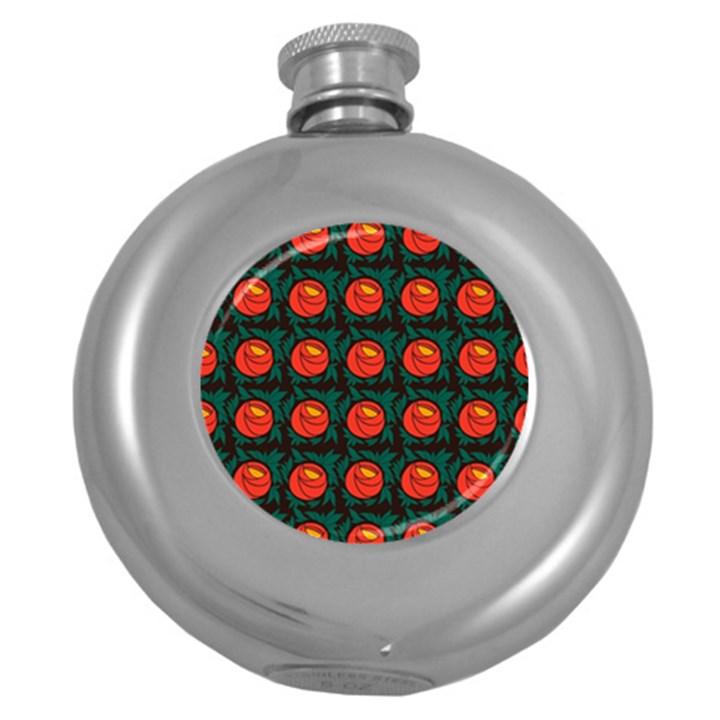 Rose Ornament Round Hip Flask (5 oz)