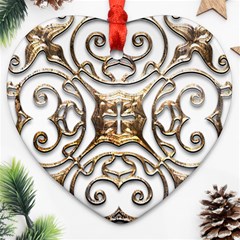 Gold Design Heart Ornament (two Sides)