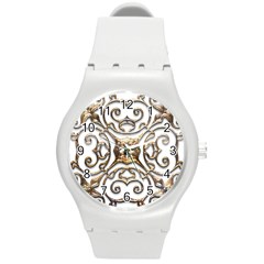 Gold Design Round Plastic Sport Watch (m)