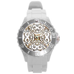 Gold Design Round Plastic Sport Watch (l)