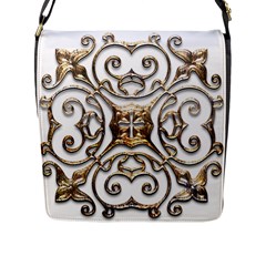 Gold Design Flap Closure Messenger Bag (l)