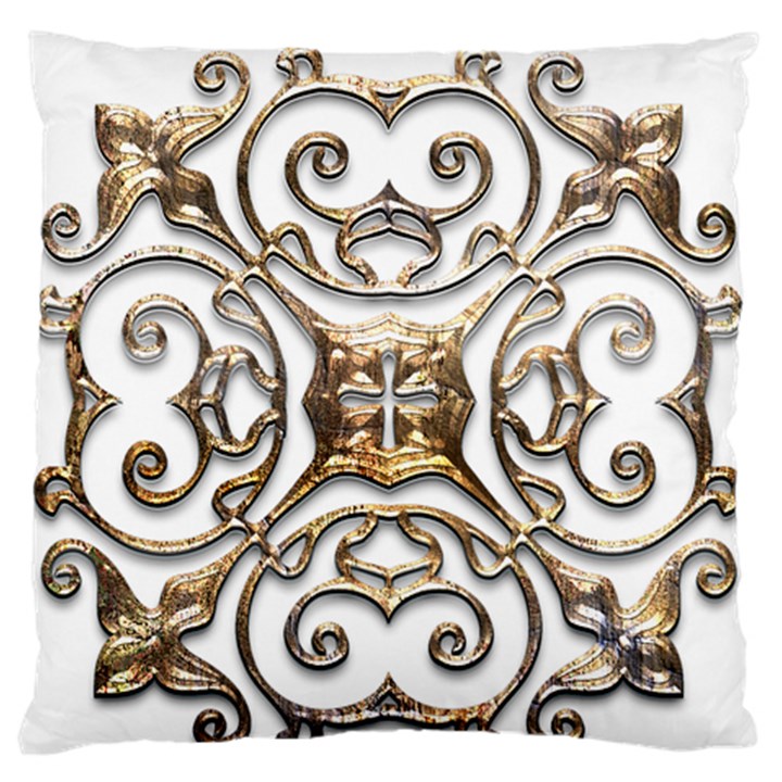 Gold Design Large Flano Cushion Case (One Side)