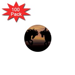 Evening Horses 1  Mini Buttons (100 Pack)  by LW323