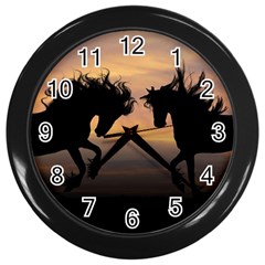 Evening Horses Wall Clock (black) by LW323