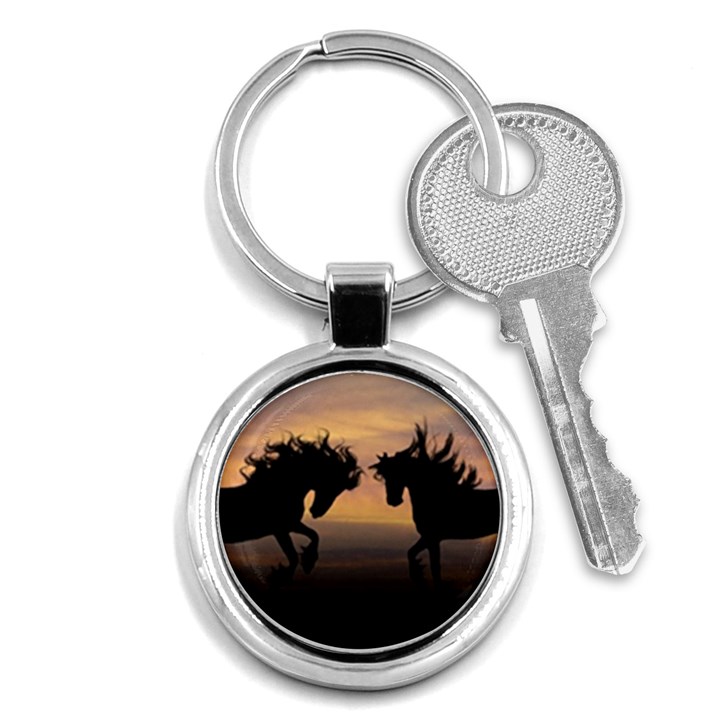 Evening Horses Key Chain (Round)