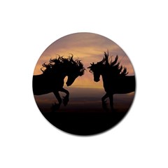 Evening Horses Rubber Coaster (round)  by LW323