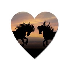 Evening Horses Heart Magnet by LW323