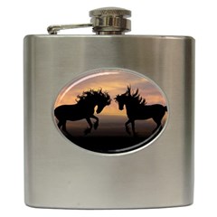 Evening Horses Hip Flask (6 Oz) by LW323