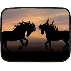 Evening Horses Double Sided Fleece Blanket (mini)  by LW323