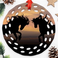 Evening Horses Ornament (round Filigree)