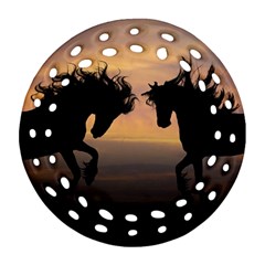 Evening Horses Round Filigree Ornament (two Sides) by LW323