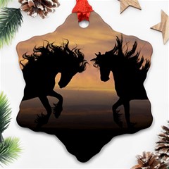 Evening Horses Snowflake Ornament (two Sides)