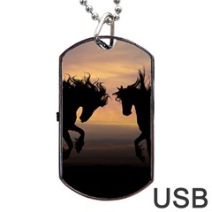 Evening Horses Dog Tag Usb Flash (one Side) by LW323