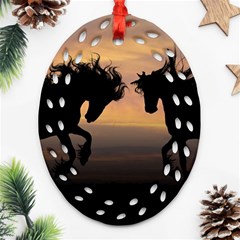 Evening Horses Ornament (oval Filigree)