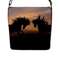 Evening Horses Flap Closure Messenger Bag (l)