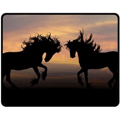 Evening Horses Double Sided Fleece Blanket (medium)  by LW323