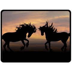 Evening Horses Double Sided Fleece Blanket (large)  by LW323