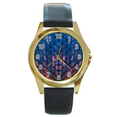 Abstract3 Round Gold Metal Watch