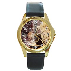 Guitar Round Gold Metal Watch by LW323