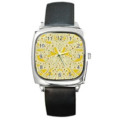 Sunshine Colors On Flowers In Peace Square Metal Watch by pepitasart