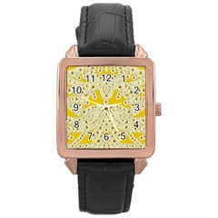 Sunshine Colors On Flowers In Peace Rose Gold Leather Watch  by pepitasart