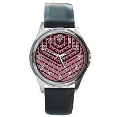 Burgundy Round Metal Watch by LW323