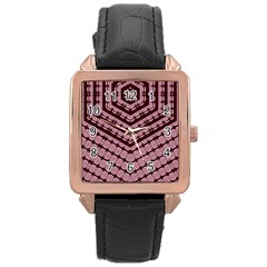 Burgundy Rose Gold Leather Watch  by LW323