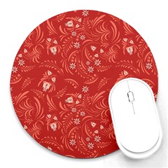 Folk Floral Pattern  Flowers Abstract Surface Design  Seamless Pattern Round Mousepads by Eskimos