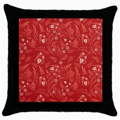 Folk Floral Pattern  Flowers Abstract Surface Design  Seamless Pattern Throw Pillow Case (black) by Eskimos