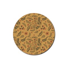 Folk Floral Pattern  Flowers Abstract Surface Design  Seamless Pattern Rubber Coaster (round)  by Eskimos