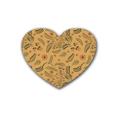 Folk Floral Pattern  Flowers Abstract Surface Design  Seamless Pattern Rubber Coaster (heart)  by Eskimos