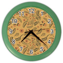 Folk Floral Pattern  Flowers Abstract Surface Design  Seamless Pattern Color Wall Clock by Eskimos