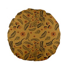 Folk Floral Pattern  Flowers Abstract Surface Design  Seamless Pattern Standard 15  Premium Round Cushions by Eskimos