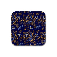 Folk Floral Pattern  Flowers Abstract Surface Design  Seamless Pattern Rubber Square Coaster (4 Pack)  by Eskimos