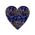 Folk floral pattern. Flowers abstract surface design. Seamless pattern Heart Magnet Front