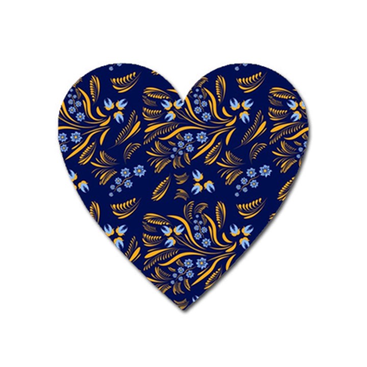 Folk floral pattern. Flowers abstract surface design. Seamless pattern Heart Magnet