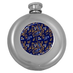 Folk Floral Pattern  Flowers Abstract Surface Design  Seamless Pattern Round Hip Flask (5 Oz) by Eskimos