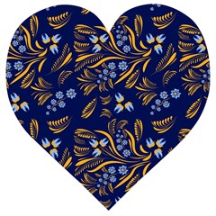 Folk Floral Pattern  Flowers Abstract Surface Design  Seamless Pattern Wooden Puzzle Heart by Eskimos