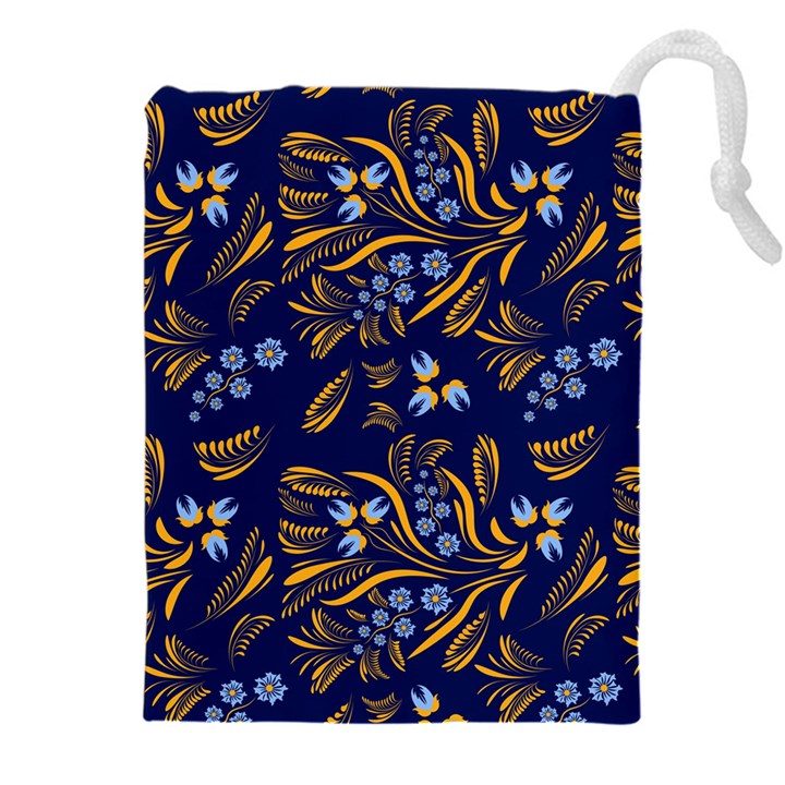 Folk floral pattern. Flowers abstract surface design. Seamless pattern Drawstring Pouch (4XL)