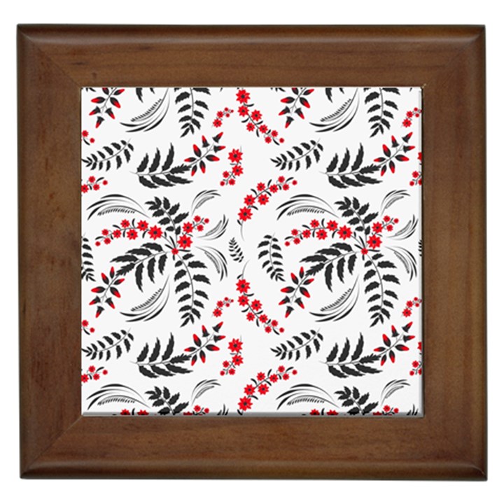 Folk floral pattern. Flowers abstract surface design. Seamless pattern Framed Tile