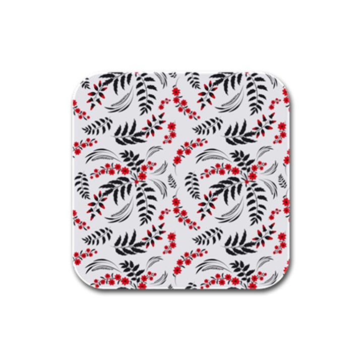 Folk floral pattern. Flowers abstract surface design. Seamless pattern Rubber Square Coaster (4 pack) 