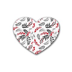 Folk Floral Pattern  Flowers Abstract Surface Design  Seamless Pattern Heart Coaster (4 Pack)  by Eskimos