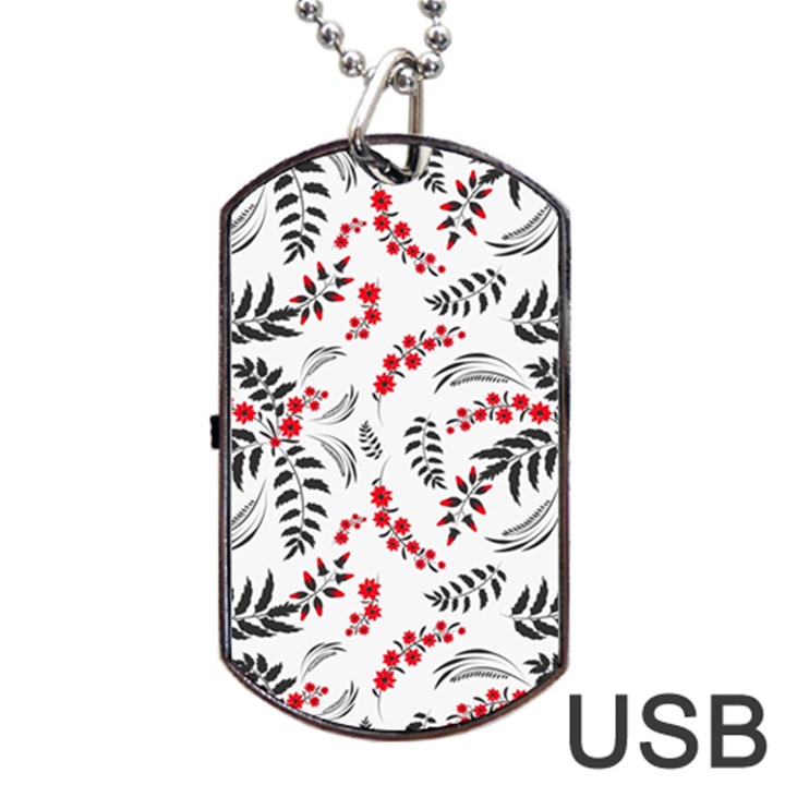 Folk floral pattern. Flowers abstract surface design. Seamless pattern Dog Tag USB Flash (Two Sides)